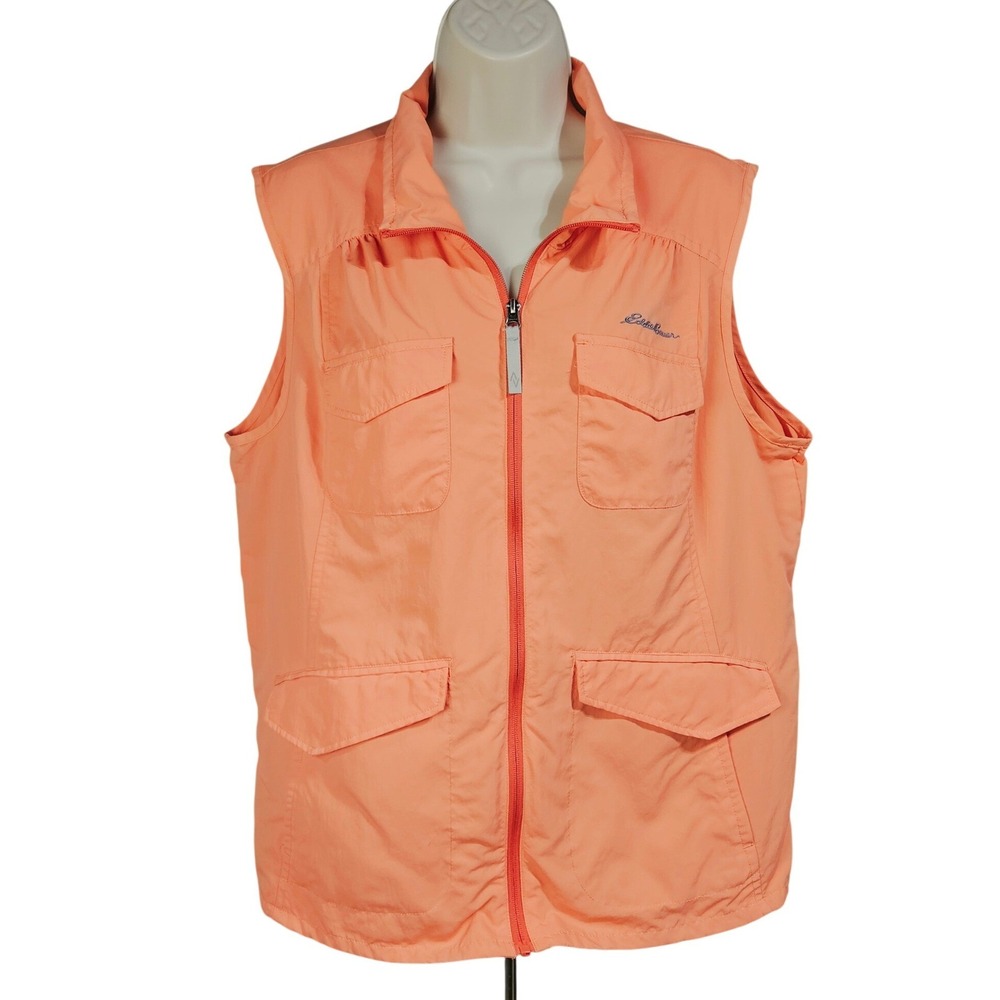 Eddie Bauer Womens XL Coral Travex Zip Utility Golf Hiking Vest Gorpcore Outdoor